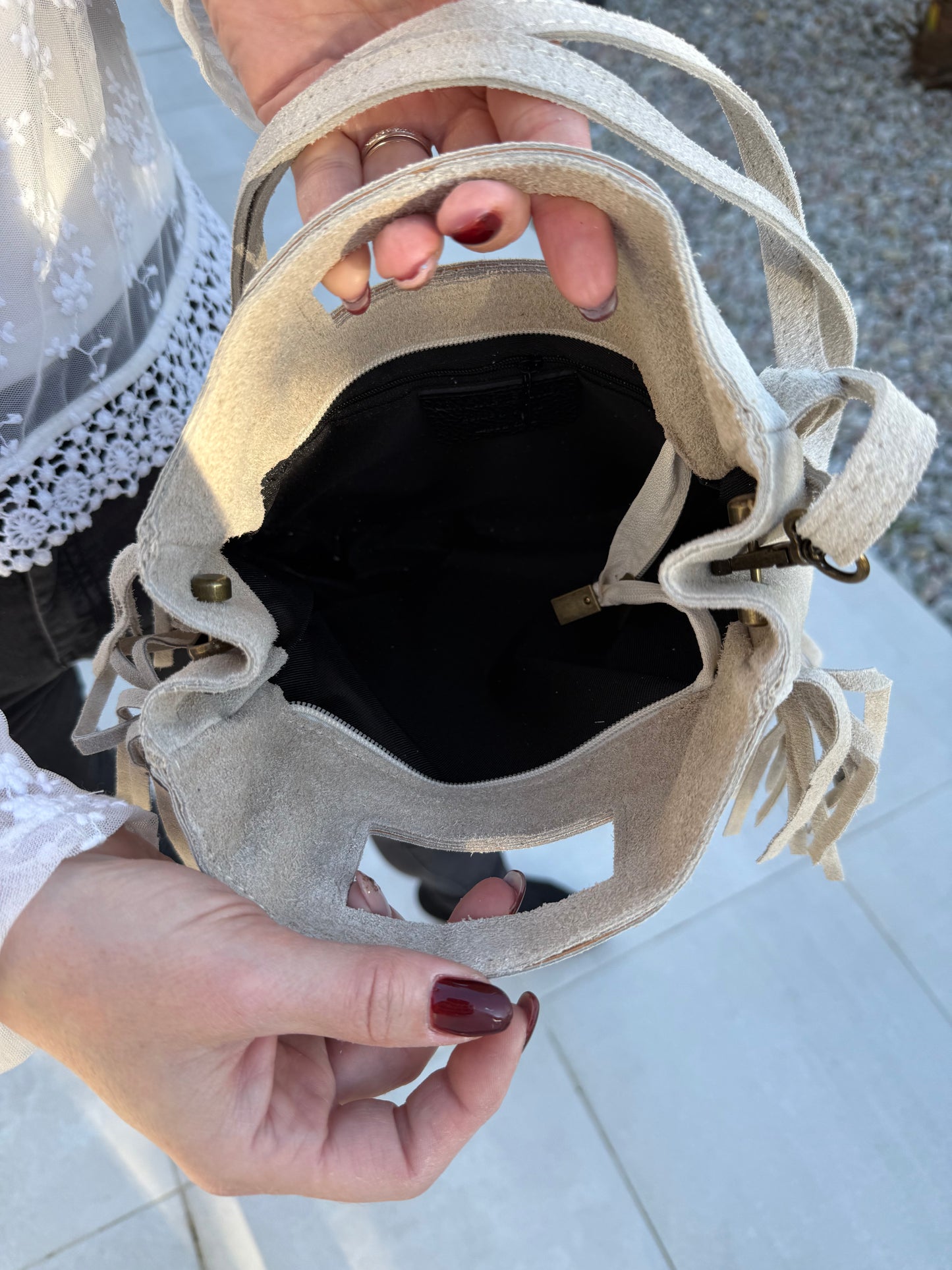 Sac en cuir daim BEIGE NINA