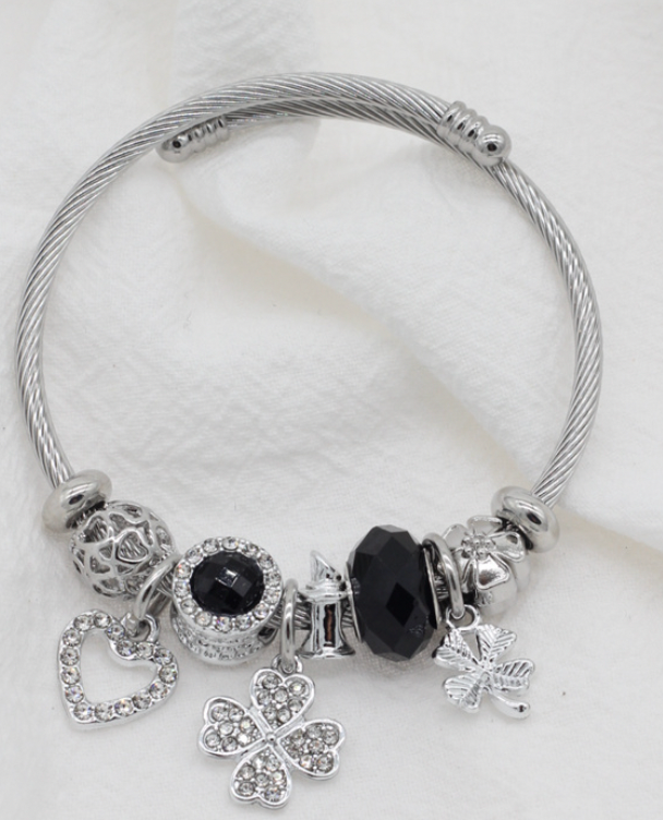 Bracelet breloque ARGENT EDEN NOIR