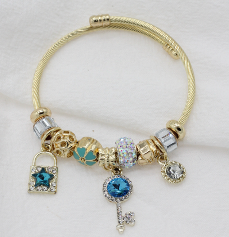Bracelet breloque DORE NINA BLEU