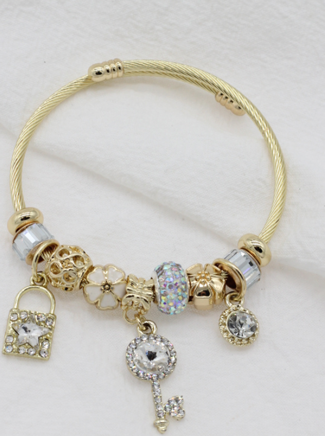 Bracelet breloque DORE NINA BLANC