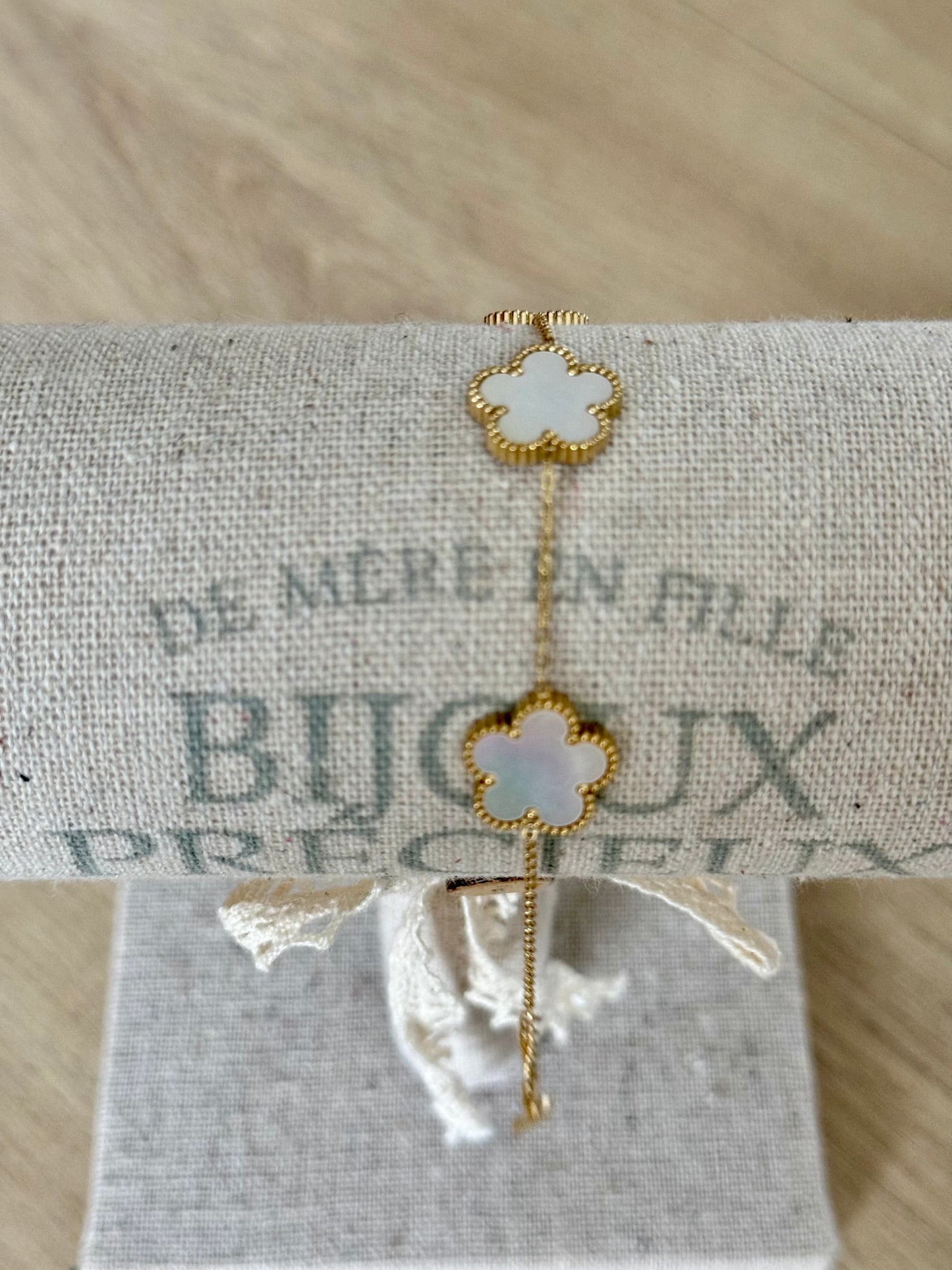 Bracelets 3 tréfles blanc LISA