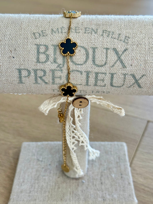 Chaine de cheville trèfle noir MAEVA