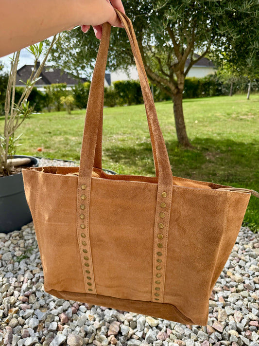 Sac cuir cabas CAMEL LISA