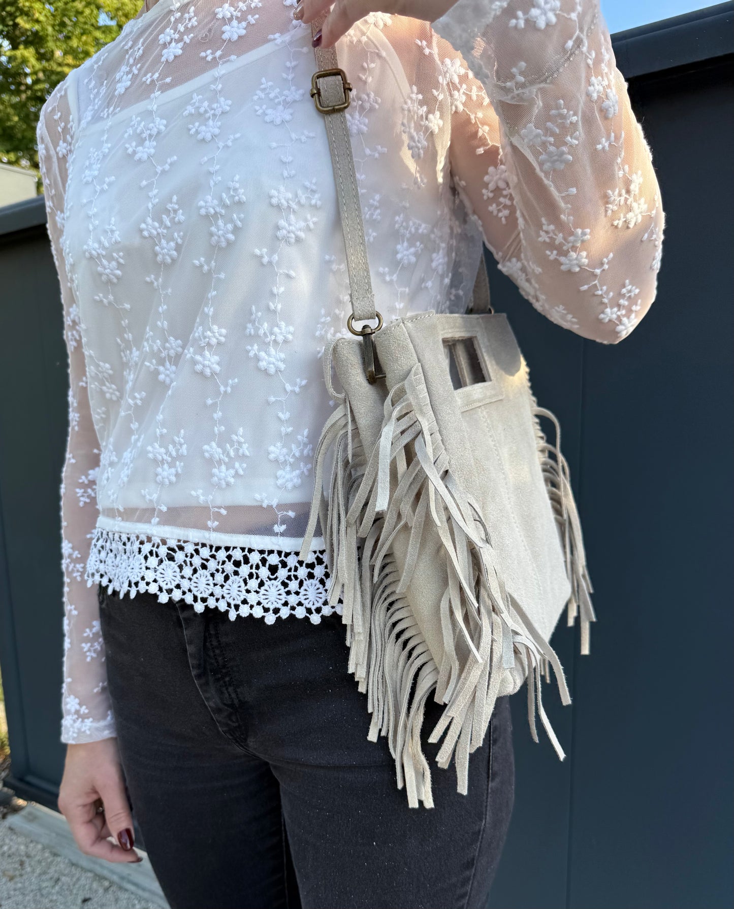 Sac en cuir daim BEIGE NINA
