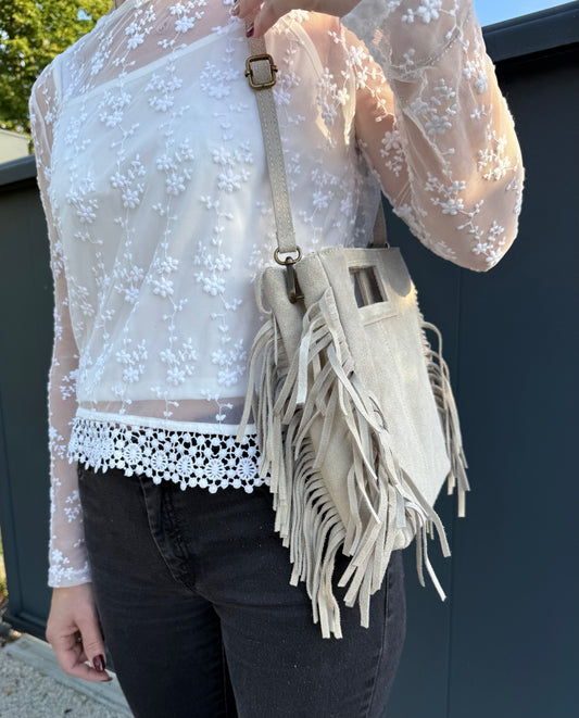 Sac en cuir daim BEIGE NINA