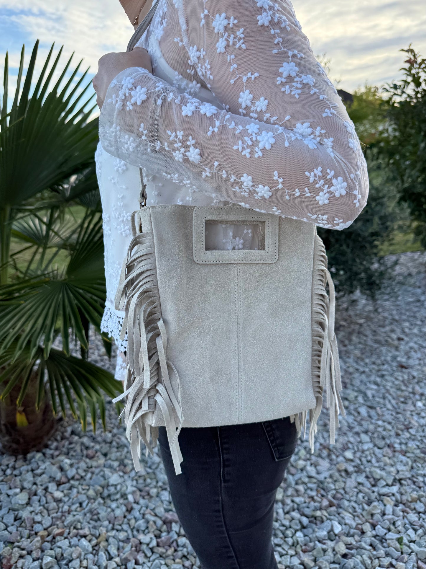Sac en cuir daim BEIGE NINA